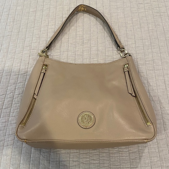 Anne Klein Light Taupe Faux Leather Shoulder Bag with Gold-Toned Hardware - Picture 1 of 13